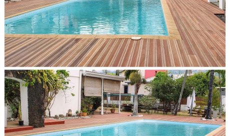 Pose de caillebotis autour d'une piscine à Sainte-Marie